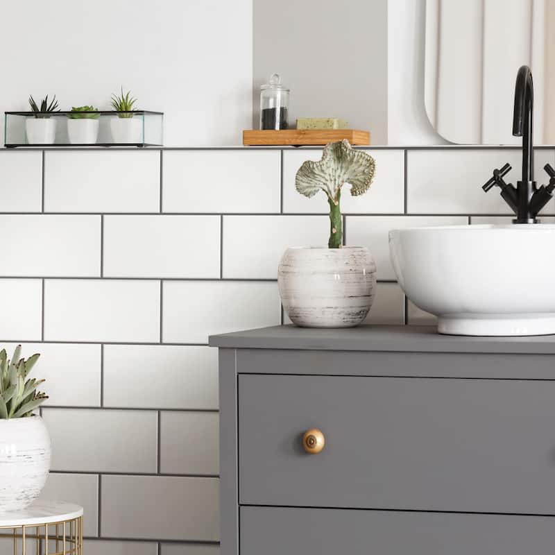 Merola Tile Piscina Brick Blanco Brillo 4-3/4" x 9-5/8" Porcelain Floor and Wall Tile
