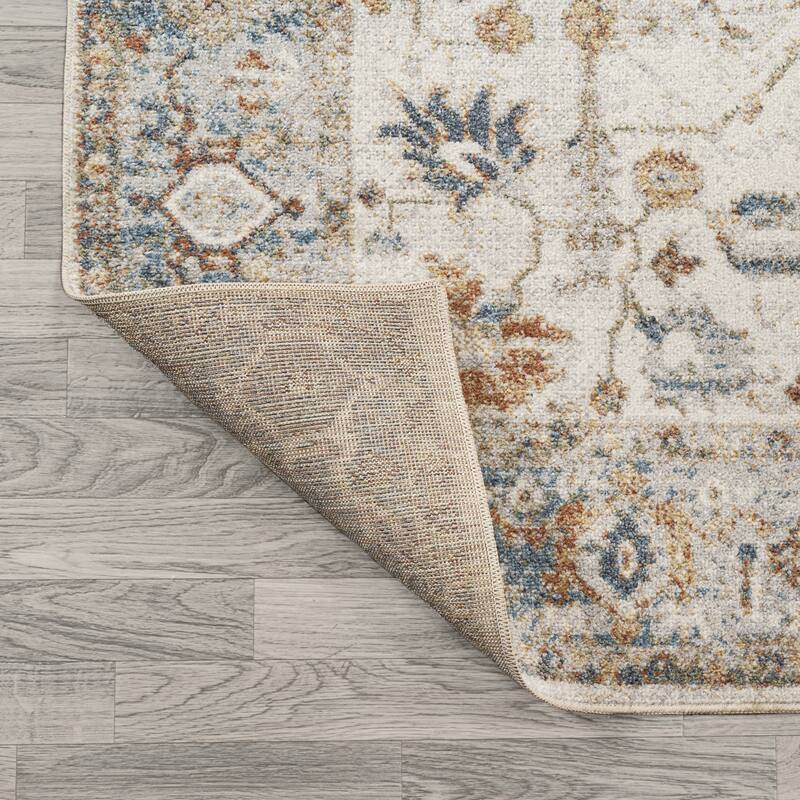 JONATHAN Y Edith Persian Border Low-Pile Machine-Washable Cream/Terra Area Rug