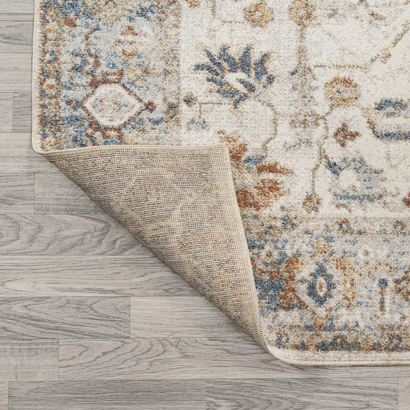 JONATHAN Y Edith Persian Border Low-Pile Machine-Washable Cream/Terra Area Rug