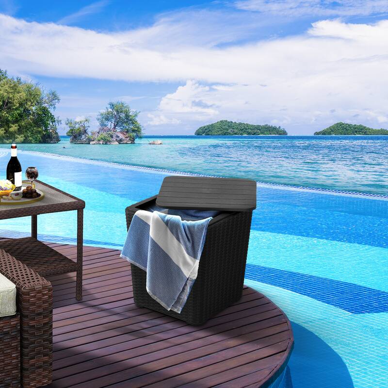 11.5 Gallon Outdoor Storage Waterproof Deck Box - 13.4 in. L x 15.3 in. W x 16.3 in. H