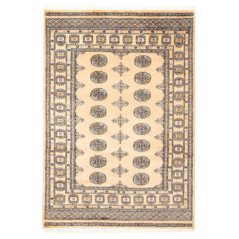 ECARPETGALLERY Hand-knotted Finest Peshawar Bokhara Beige Wool Rug - 4'2 x 5'11 - Beige - 4'2 x 5'11
