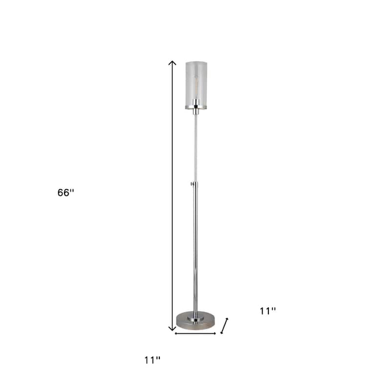 Metal Torchiere Floor Lamp with Drum and Cylinder Shade and Foot Switch - 11” x 11” x 66” (D x W x H)