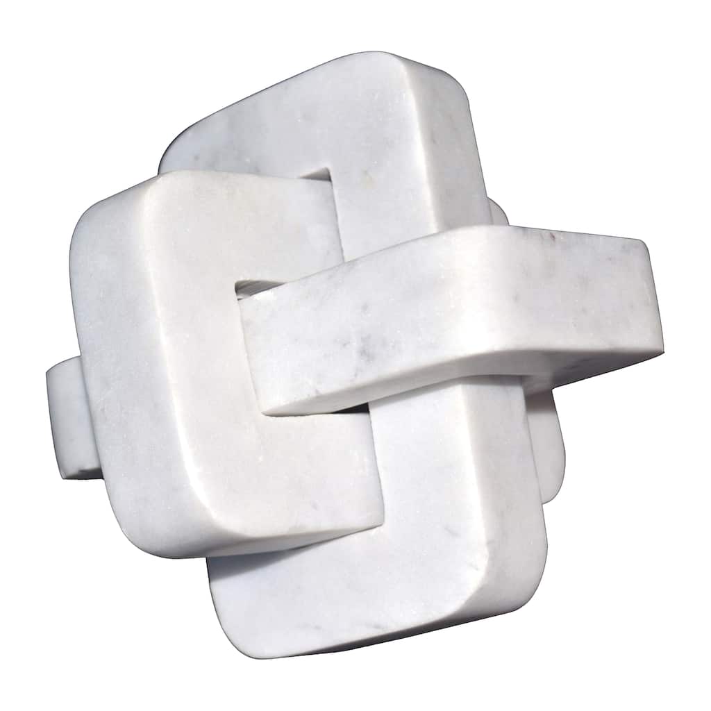 Sagebrook Home 5" Marble Geometric Orb - Contemporary Abstract White Interlinking Geometric Shape - 5" x 5" x 5"