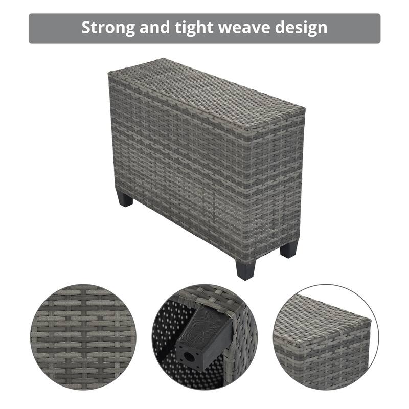 8-Pieces All Weather Wicker Half-Moon Sectional Sets with Rectangular Coffee Table