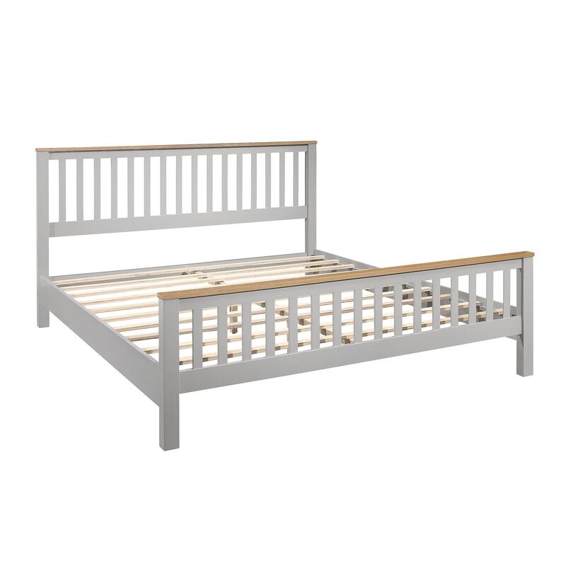 King Platform Bed Solid Wood Single Bed Frame with Headboard&Footboard