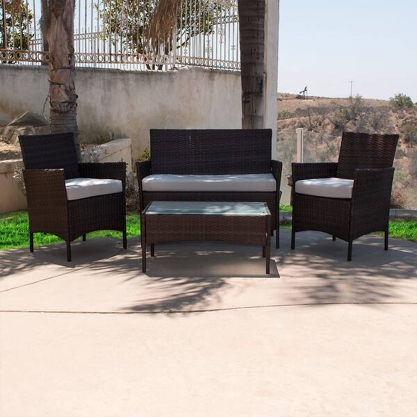 Shop Belleze 4 Piece Rattan Outdoor Patio Set 4 Pc Furniture