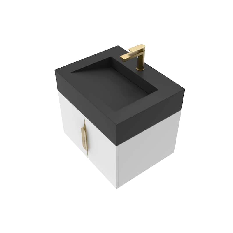 Nile 24-Inch Wall Mounted Bathroom Vanity Set w/ Black Top