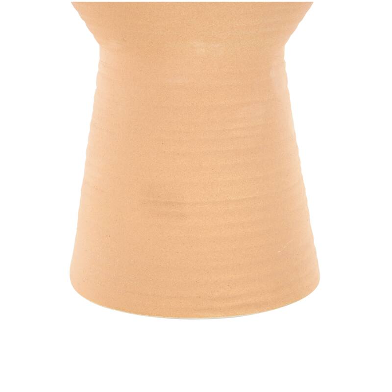 Brown or White Ceramic Ribbed Cone Shaped Abstract Vase (Set of 2)
