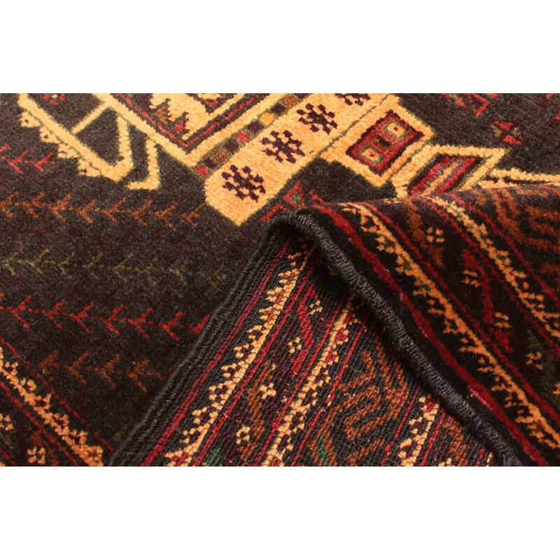 ECARPETGALLERY Hand-knotted Teimani Black Wool Rug - 2'9 x 4'6