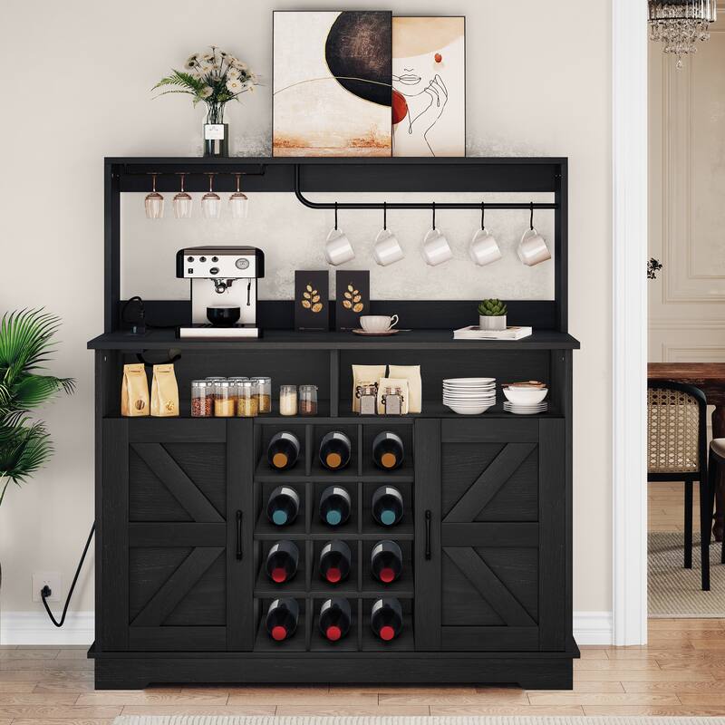 50" Farmhouse Coffee Bar Cabinet Wine Buffet Cabinet Kitchen Sideboard Buffet Cabinet