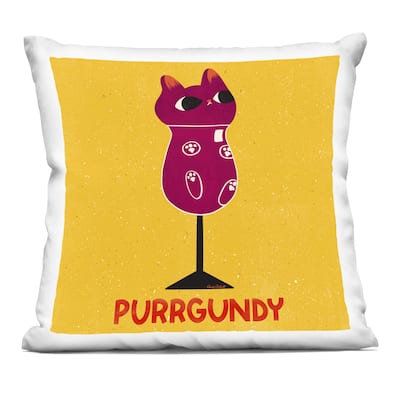 Stupell Purrgundy Cat Wine Decorative Printed Throw Pillow Design by Carrie Cantwell
