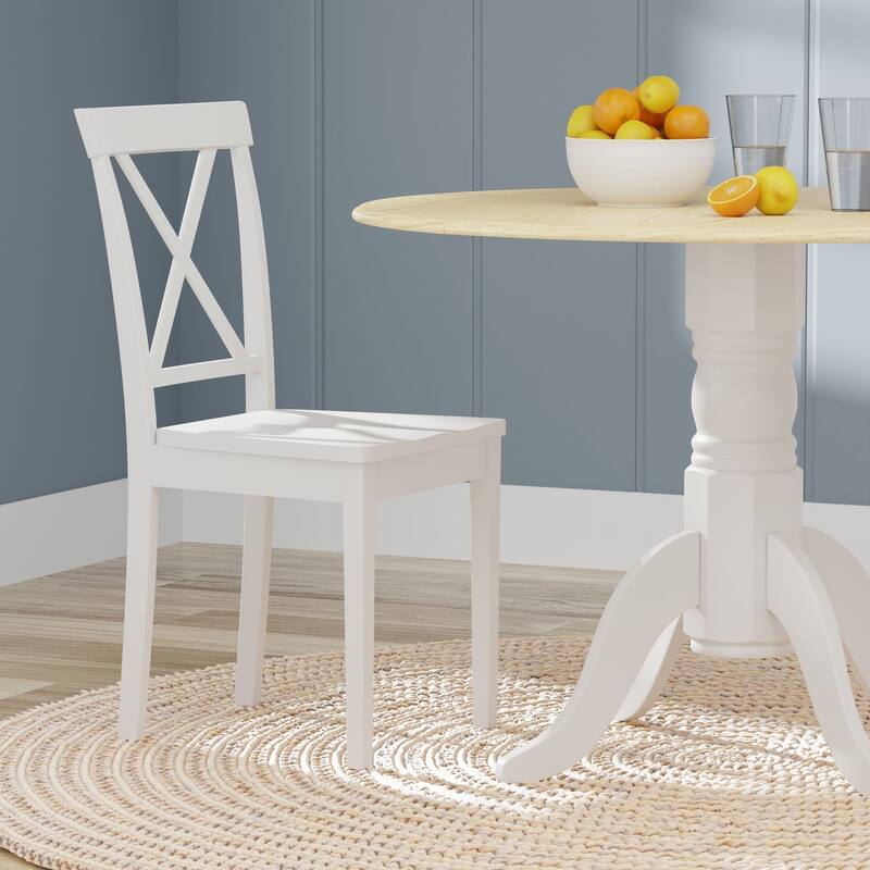 5-Piece Dining Set, 42" Round Drop-Leaf Table and X-Back Chairs