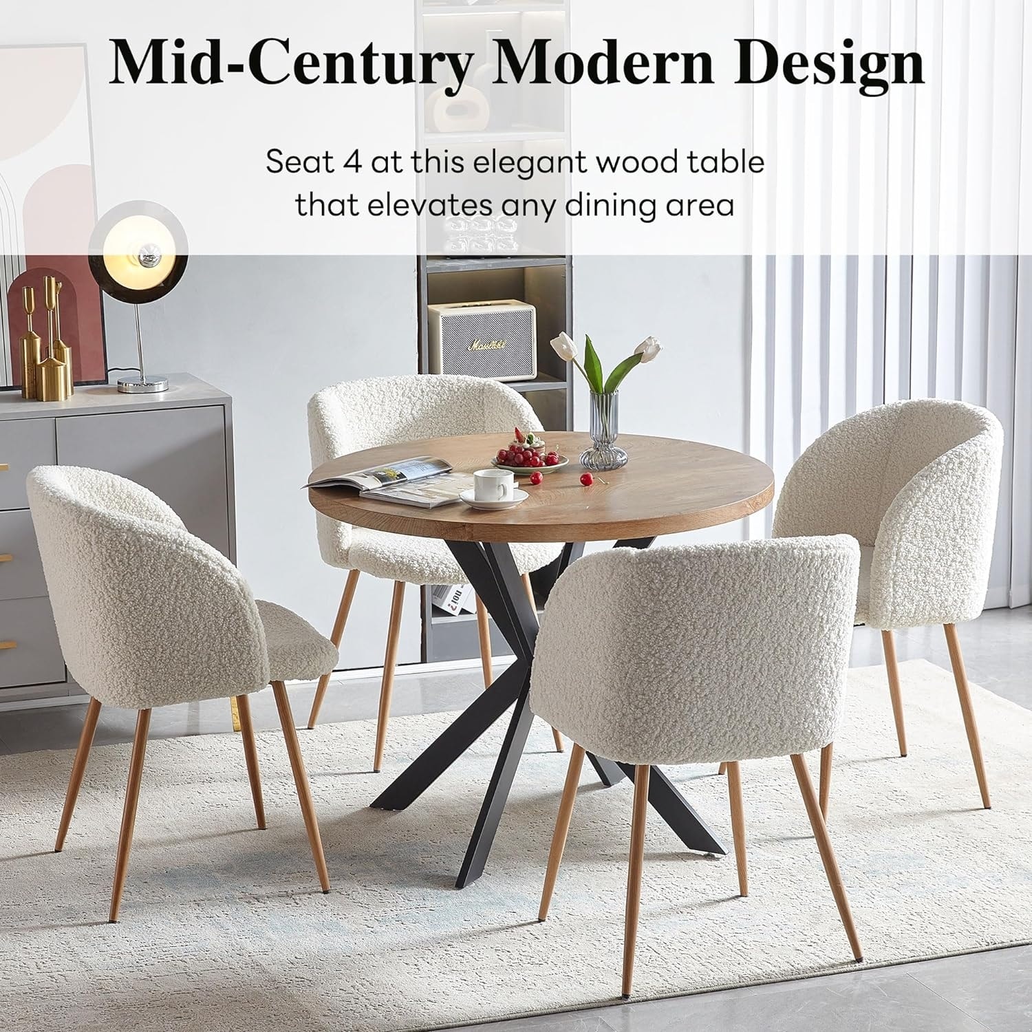 Round dining table with comfy chairs sale