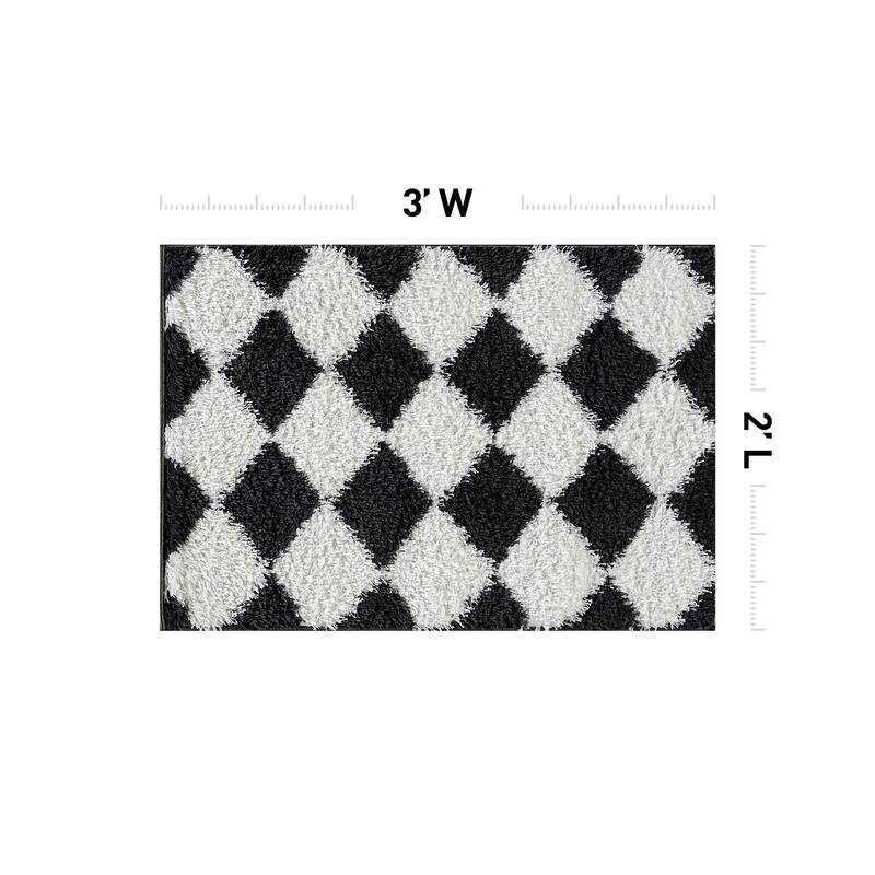 Diamond Wave Shag Rug - Cozy Feel for Living Room, Bedroom, or Entryway - Anthracite Dark Gray - Medium Pile