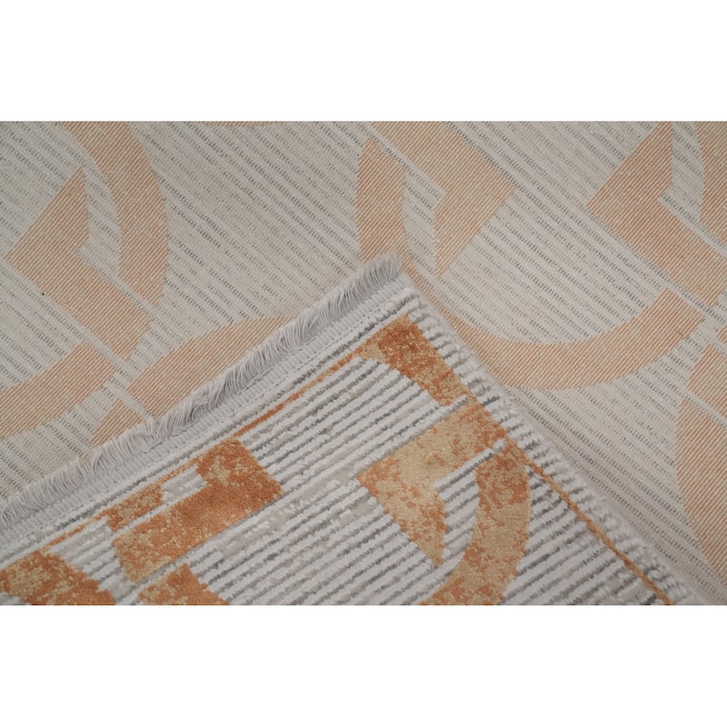 Machine Made Oriental Polyester Carpet Modern Geometric Greys & Charcoal Modern Area Rug - 7' 5'' X 5' 2''