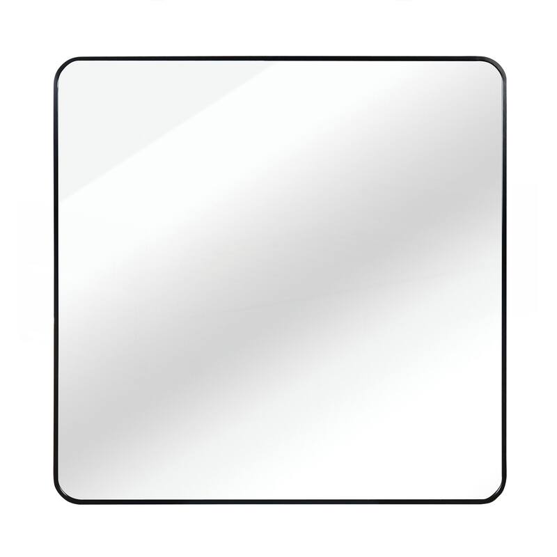 30 in x 30 in Black Metal Framed Square Bathrrom Mirror for Wall