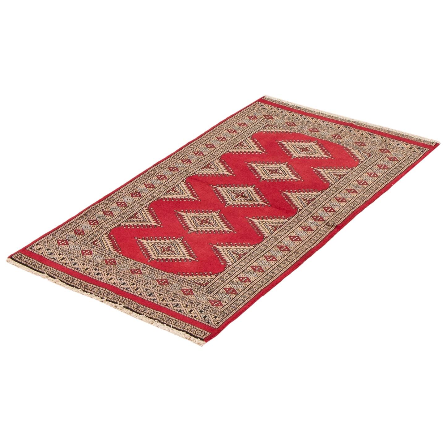 ECARPETGALLERY Handknotted Finest Peshawar Bokhara Dark Red Wool Rug