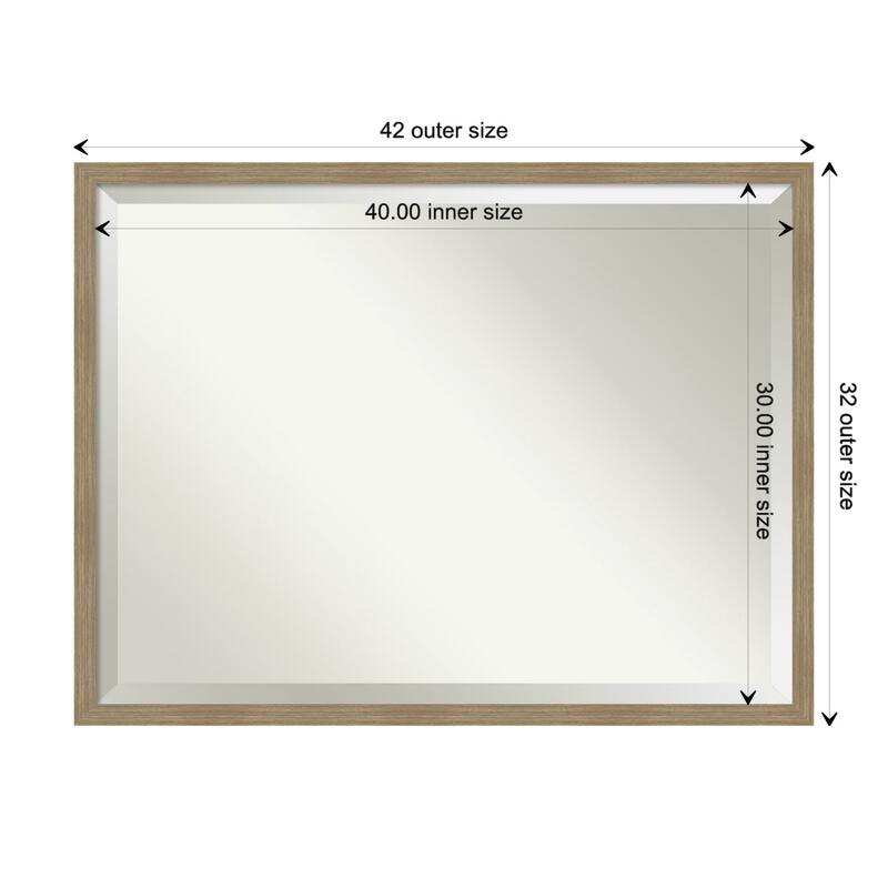 Woodgrain Stripe Beveled Wood Framed Wall Mirror - Woodgrain Stripe Mocha - Glass Size 40x30