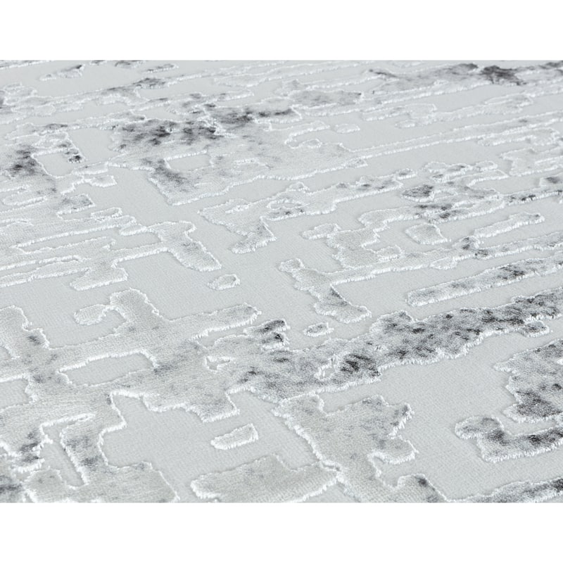 Petra Collection Grey/White Abstract Area Rug