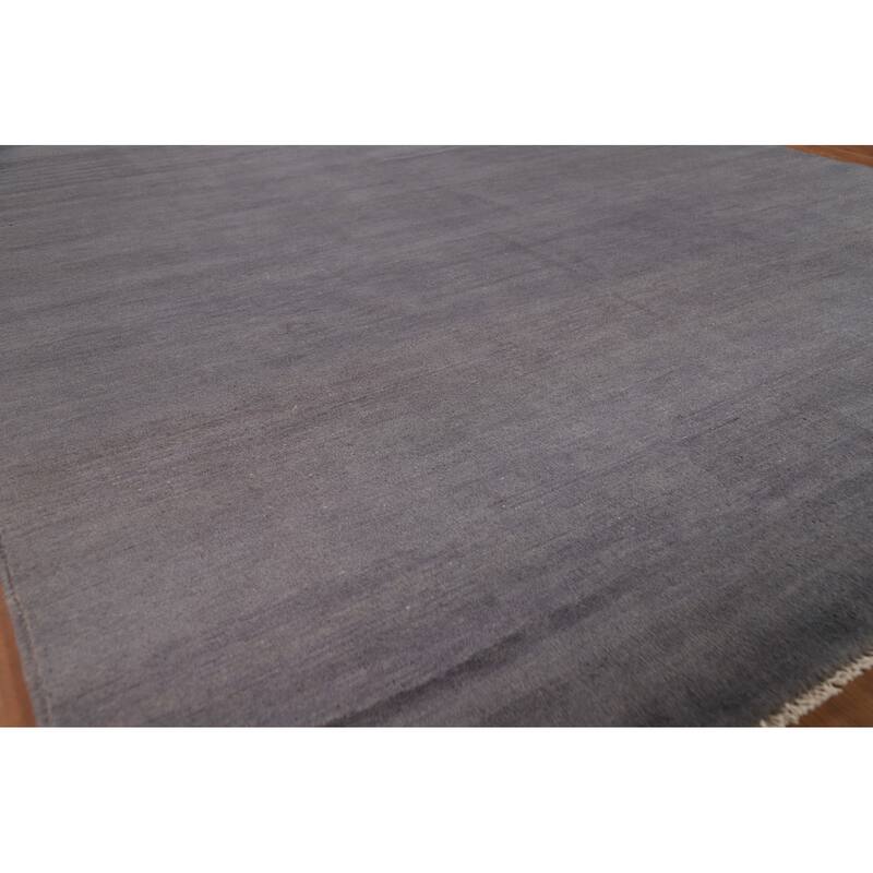 Modern Gray Blue Gabbeh Area Rug Handmade Wool Carpet - 6'7" x 9'8"