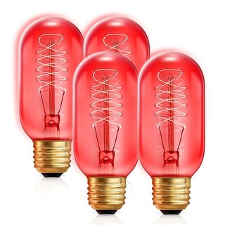 YANSUN 40-Watt Equivalent T45 Red Dimmable E26 Vintage Edison Incandescent Light Bulb for ...