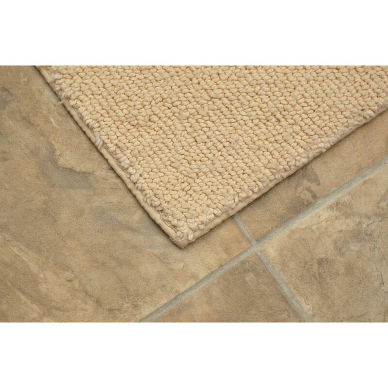 Queen Cotton Washable Bathroom Rug, or Set in Natural