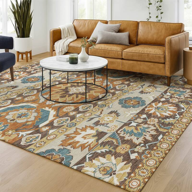 Machine Washable Indoor/ Outdoor Traditional Aspen Chantille Rug