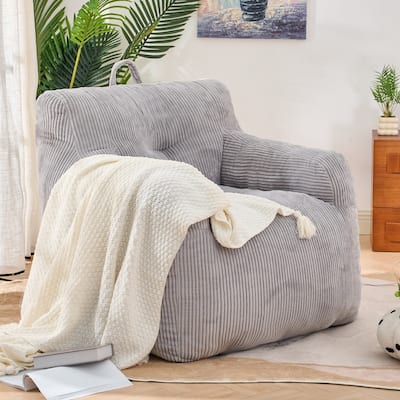 Corduroy Polyester Living Room Bean Bag Chair, Lazy Chair, Single Sofa
