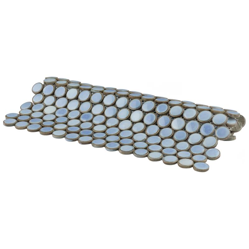 Merola Tile Hudson Penny Round Forst Blue 11-7/8" x 12-5/8" Porcelain Floor and Wall Tile