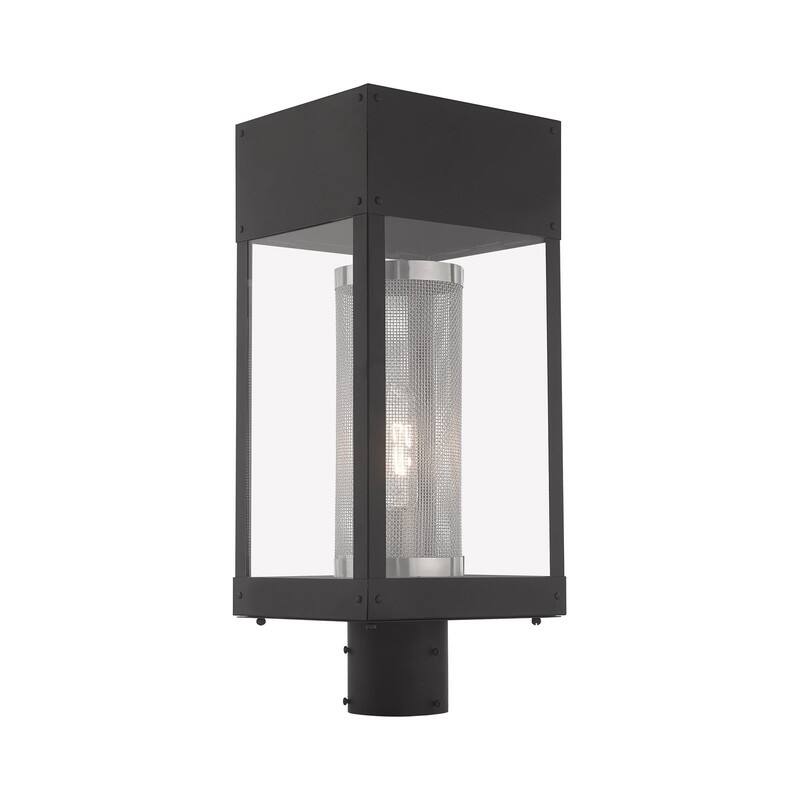 Livex Lighting 1-Light Black Outdoor Post Top Lantern, 20763-04 - 8"L x 7"W x 19"H