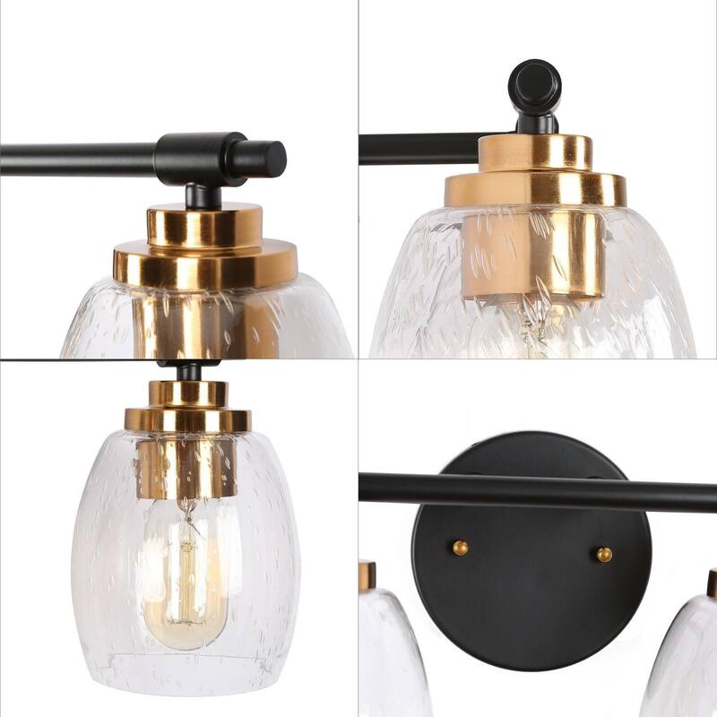 Fintch Modern Farmhouse 2-light Bathroom Vanity Light Fixture Industrial Black Gold Wall Sconce
