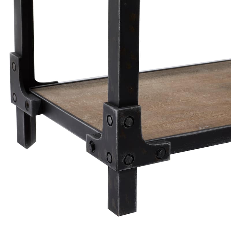 Wood 2 Shelf Console Table - Brown - Roche River Decor - 19"W x 48"L x 34"H