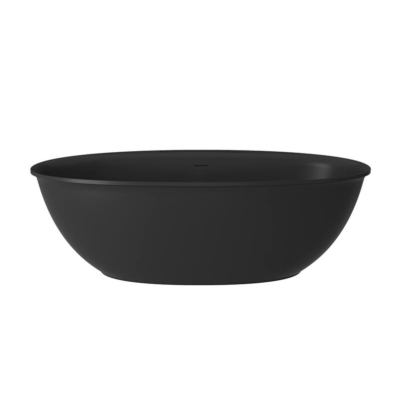 63" / 67" Solid Surface Freestanding Bathtub in Matte White/Black