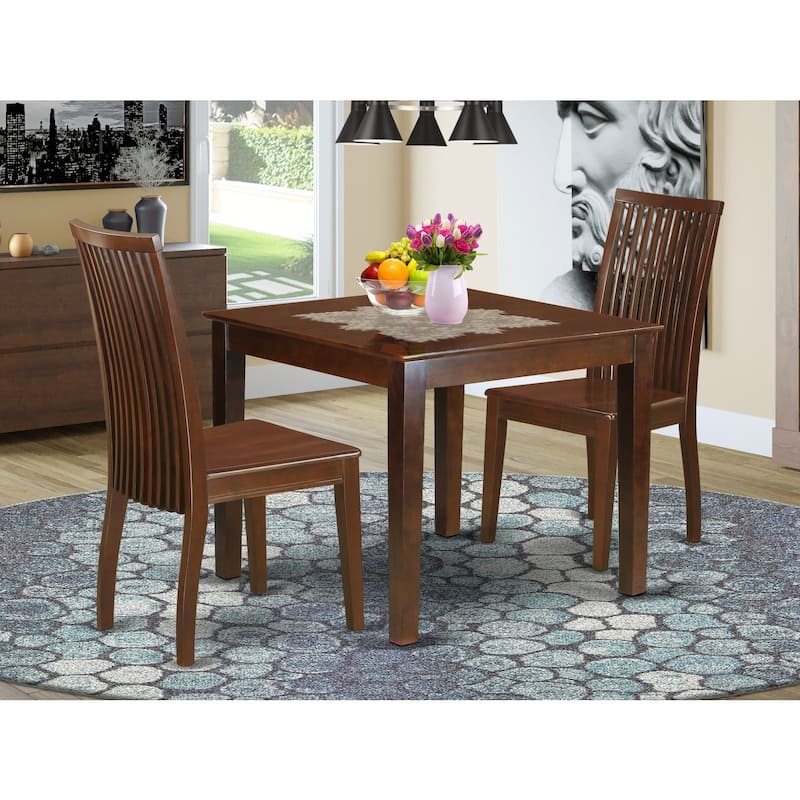 Dinette Set 3 Piece - Table & 2 Chairs - Wood Dining Set - Antique Accents - Mahogany Finish