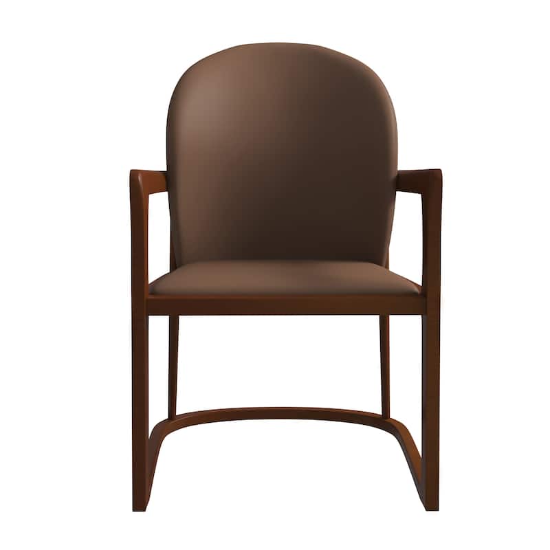 LeisureMod Svelta Modern Leather Dining Chair - Mid century Accent Arm Chair for Home Office Kitchen Dining Room
