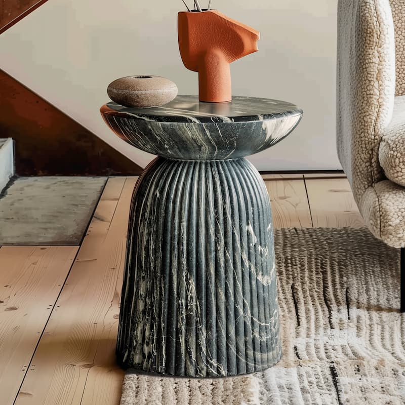Studio London Maddox Stylish End Table for Elegant Home Interiors - Gray Faux Marble