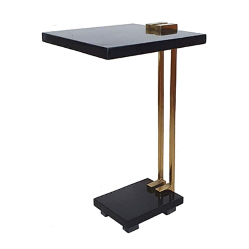 C-Shaped Side Table with Marble Top and Base - 22.25"