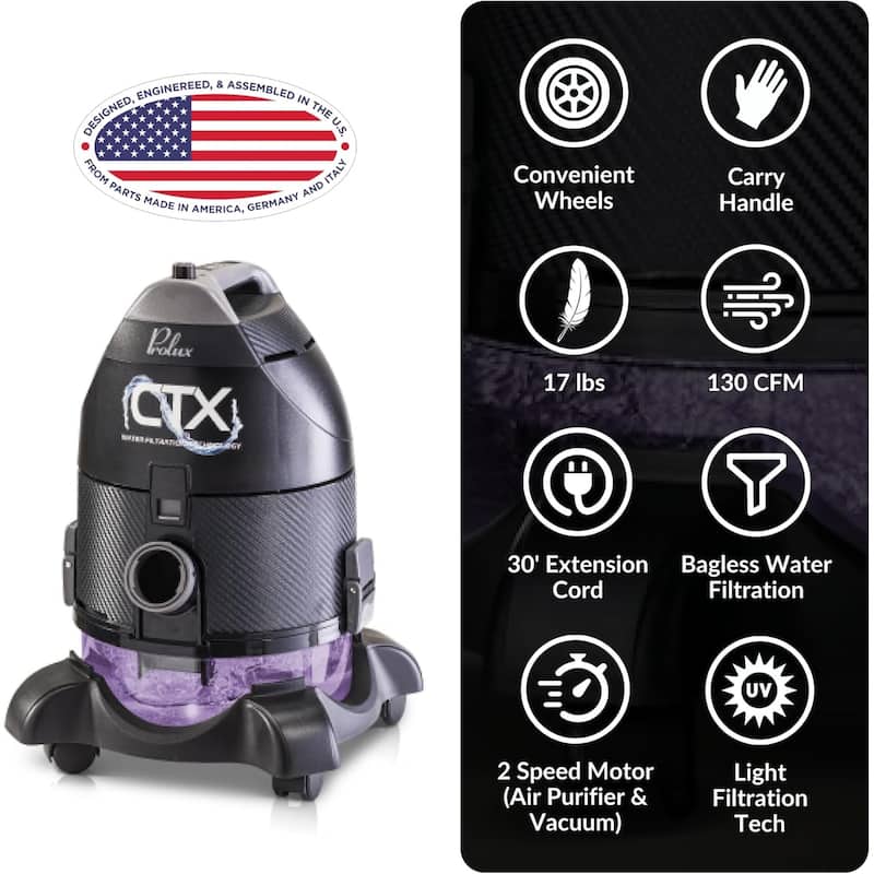 Prolux CTX PRO Water UV Canister Vacuum and Air Purifier with Lifetime Warranty - 16 x 15