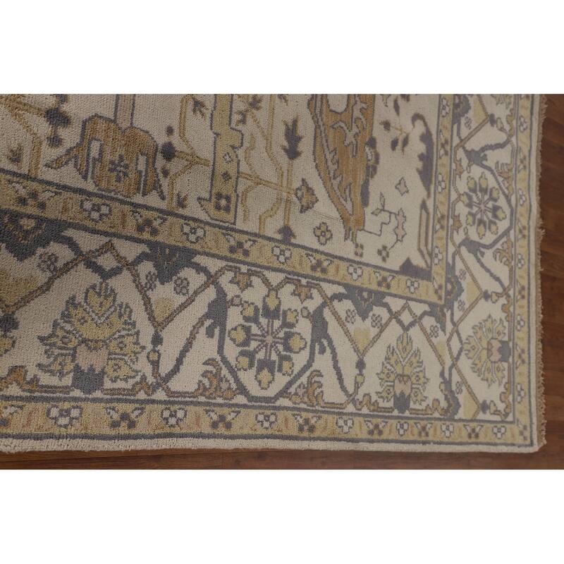 Beige Oushak Oriental Area Rug Handmade Oriental Wool Carpet - 8'1"x 9'10"