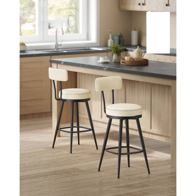 360 Swivel Bar Stools with Backrest and Steel Legs Footrest Perfect for Dining Room Set of 2