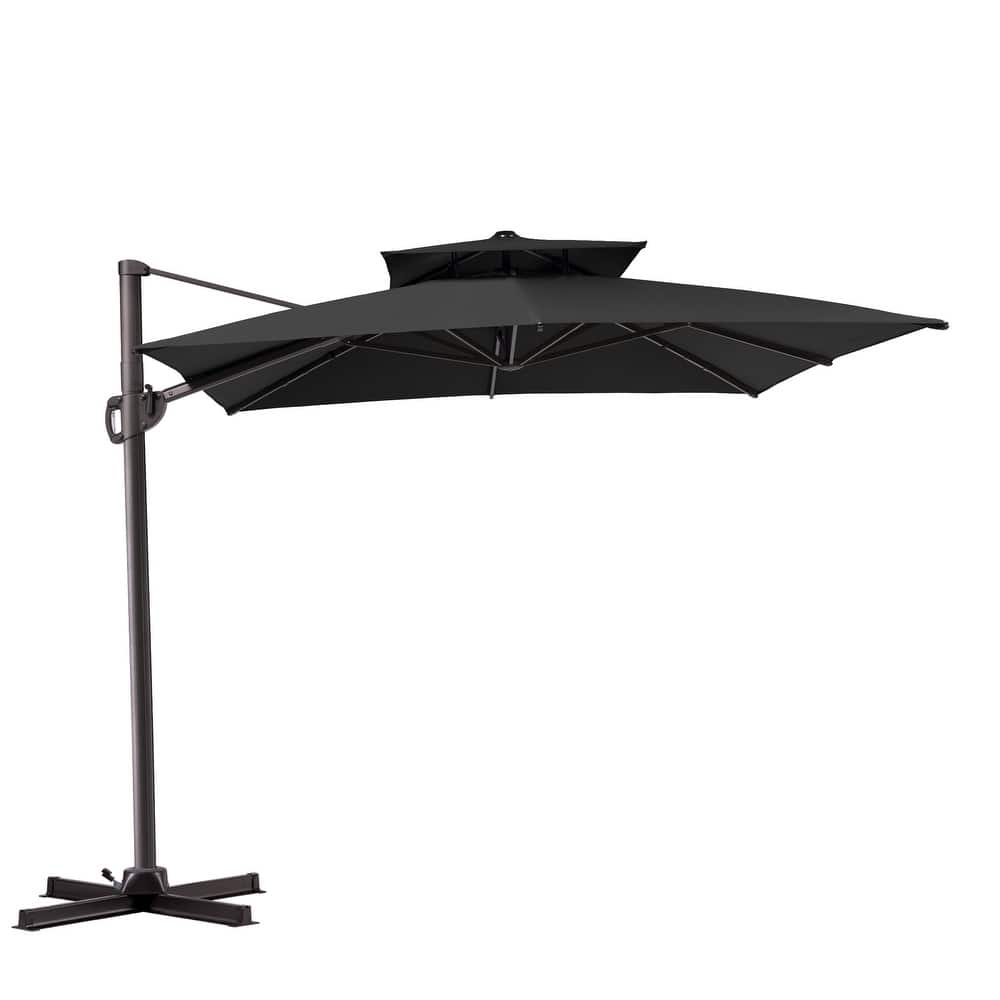 Pellebant Outdoor 9x11FT Patio Aluminum Cantilever Umbrella Dual Top