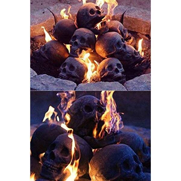 Shop Regal Flame Human Skull Ceramic Wood Large Gas Fireplace Logs