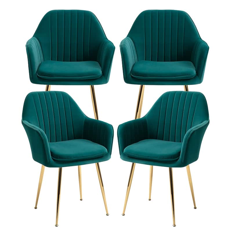 AVAWING Upholstered Velvet Dining Chairs Accent Arm Chairs Set of 4