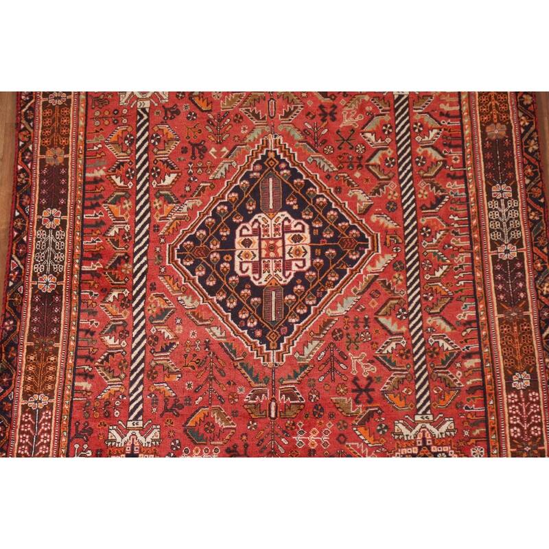 Shiraz Persian Vintage Area Rug Hand-knotted Wool Carpet - 5'2"x 8'3"