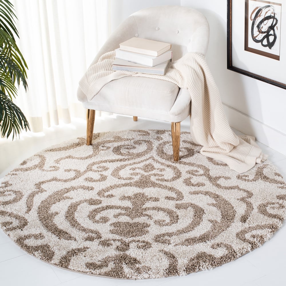 SAFAVIEH Florida Shag Frachia Ornate Damask 1.2-inch Thick Rug