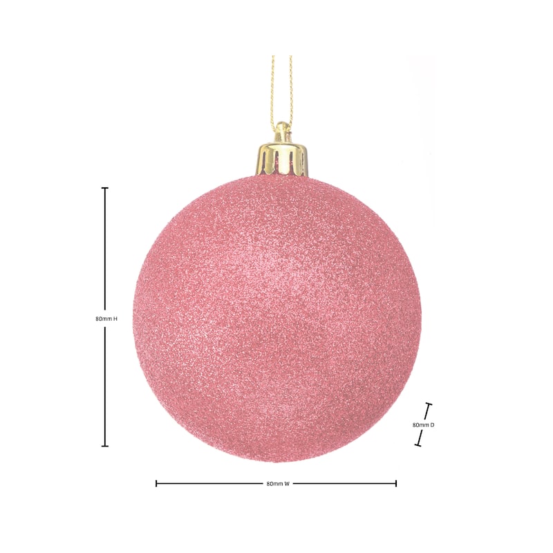 80mm Shatterproof Plastic Glitter Ball Set of 2