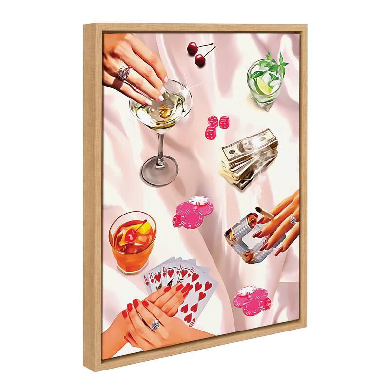 Kate and Laurel Sylvie Game Night Poker Framed Canvas by Honey Island Studio - 18x24 - Natural