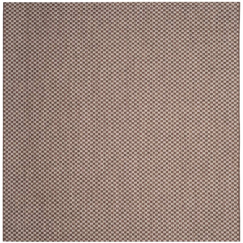 SAFAVIEH Courtyard Judi Indoor/ Outdoor Patio Backyard Rug - 6'7" Square - Light Brown/Light Grey