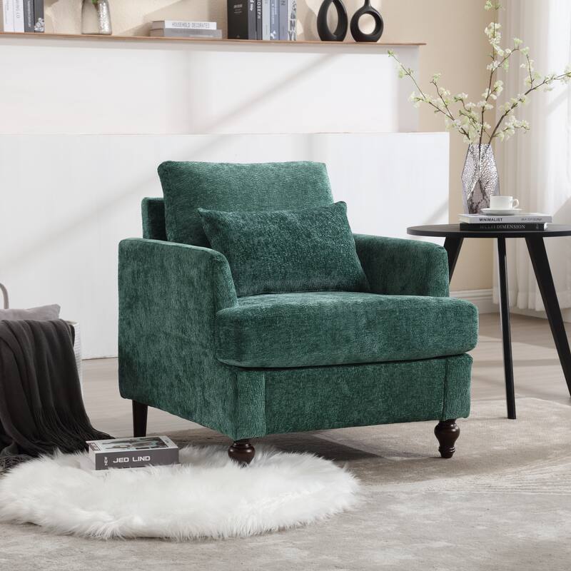 Tufted Club Chair Office Chair, Emerald Vintage Sofa Chair Armchair Leisure Chair Accent Chair with Wooden Frame