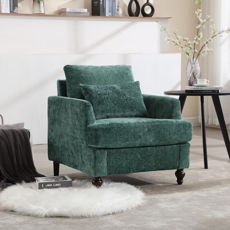 Wooden Frame Armchair, Modern Accent Chair Lounge Chair - Emerald